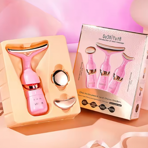 Dispositivo de Estiramiento Facial 3 en 1 – Masaje EMS para Ojos, Cuello y Rostro