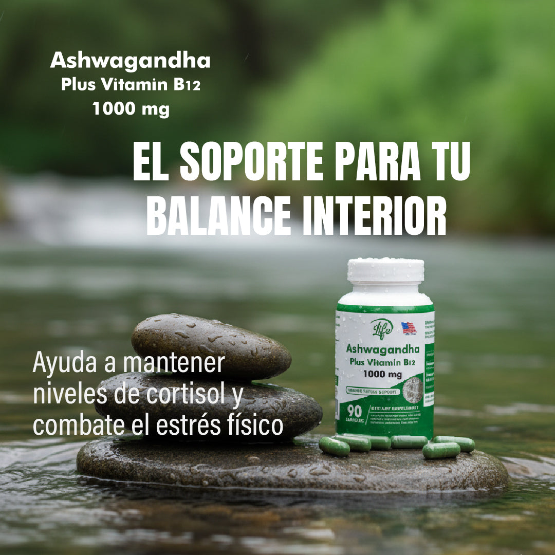ASHAWAGANDA (BODEGA E) (GINSENG INDIO) + B12 X 90 CAPSULAS