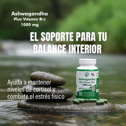 ASHAWAGANDA (BODEGA E) (GINSENG INDIO) + B12 X 90 CAPSULAS