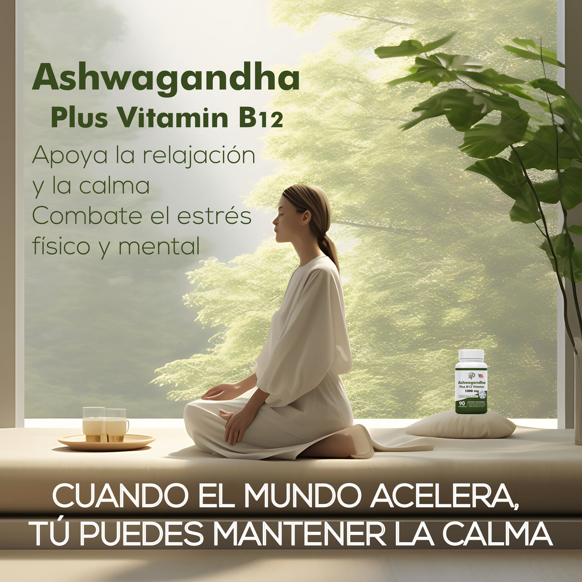 ASHAWAGANDA (BODEGA E) (GINSENG INDIO) + B12 X 90 CAPSULAS